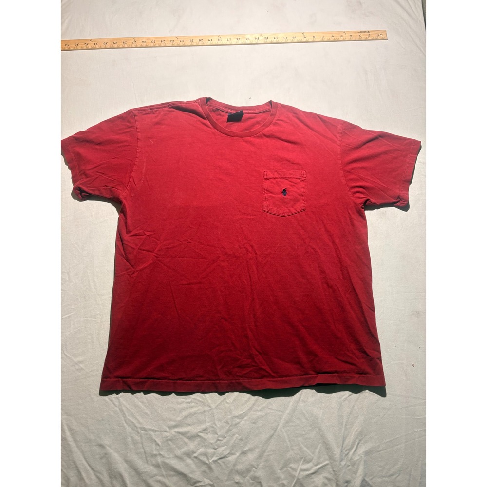 Polo Ralph Lauren Mens Red Pocket T-Shirt Cotton Short Sleeve Pony Logo Large